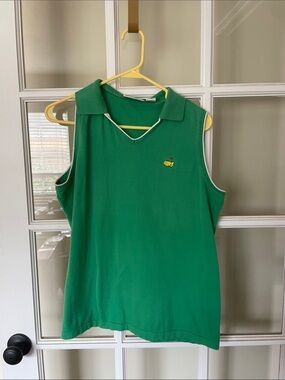 Sleeveless Green Polo Tank with Masters Embroidered Crest
